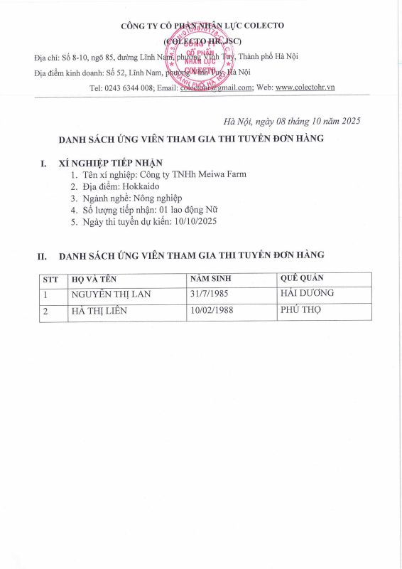 Công Ty Cổ Phần Nhân Lực Colecto