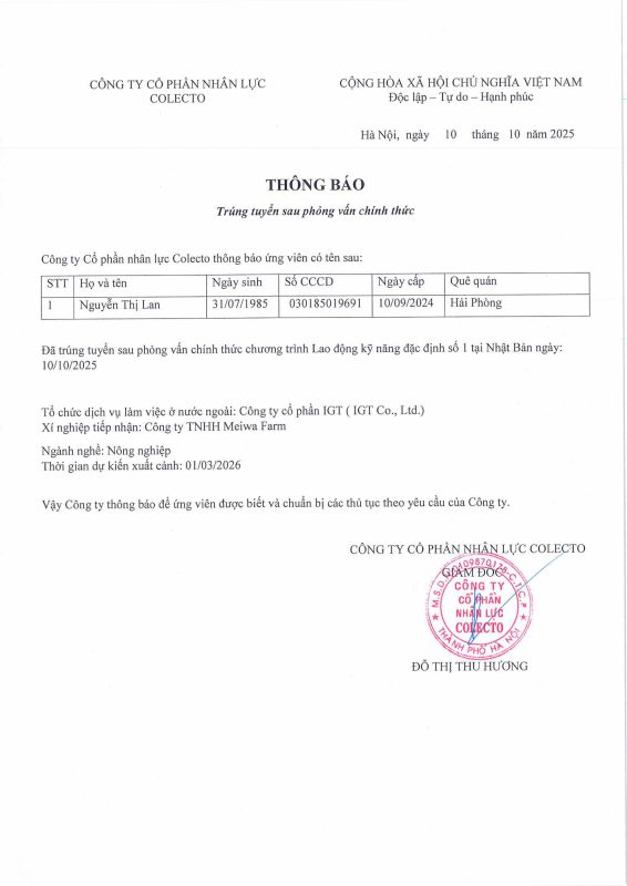 Công Ty Cổ Phần Nhân Lực Colecto