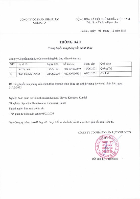 Công Ty Cổ Phần Nhân Lực Colecto